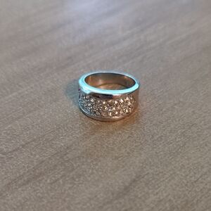 Silver Toned Band with Crystal Accents